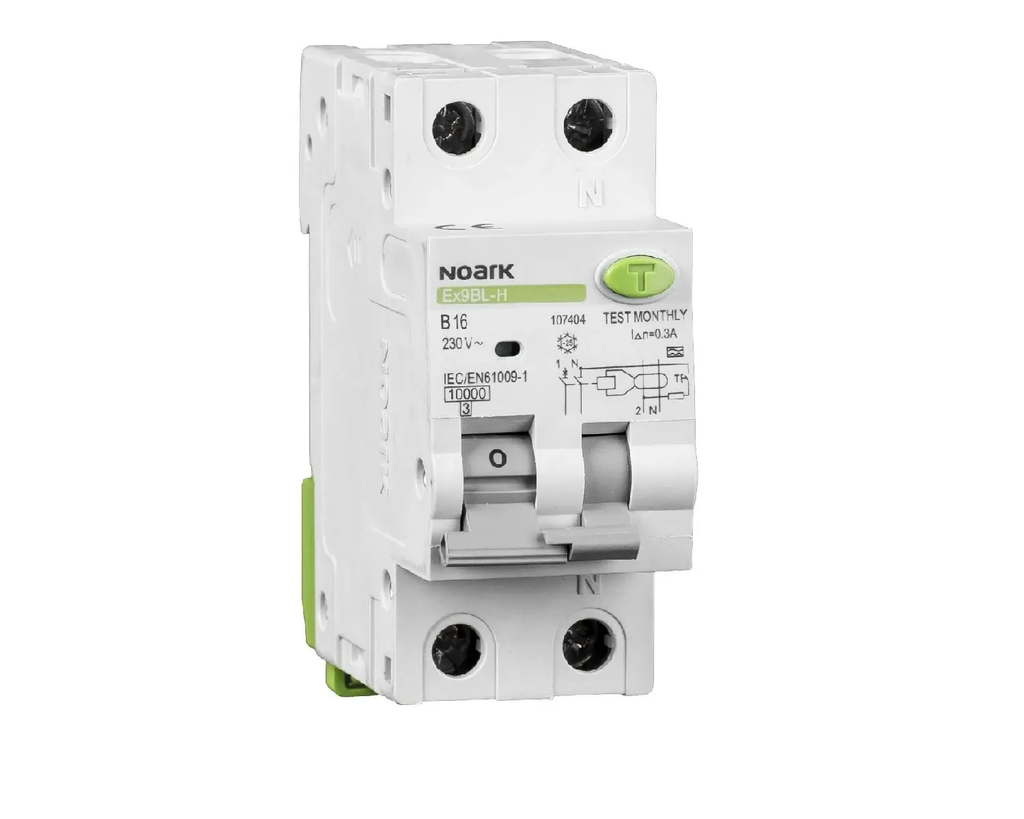 NOARK VIGI 1P+N 16A C 10kA 30mA Tip AC Ex9BL-H 107394