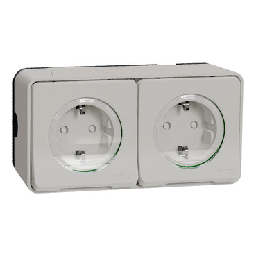 SCH MUREVA PRIZA DUBLA 2P+E FARA SURUB PT IP55 MUR39035