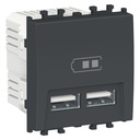 STYL NEGRU 2M PRIZA INCARCARE USB DUBLA, NEGRU LMR9910003