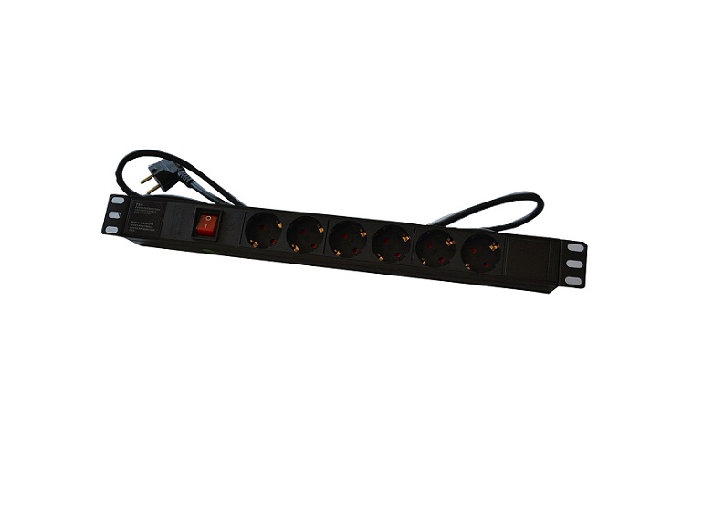 VDI PRIZA 6x220V SCHUKO ON+OFF 1U ALUMINIU