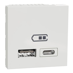 [NU301818] NEW UNICA 2M PRIZA DUBLA INCARCARE USB 2.0 A+C ALB NU301818