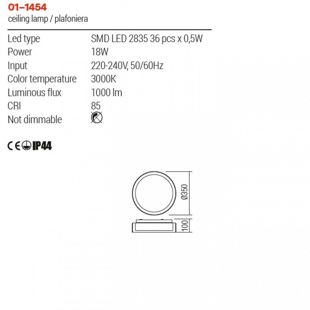 REDO 01-1454 NAJI PL LED 18W D350MM (5.1.2)