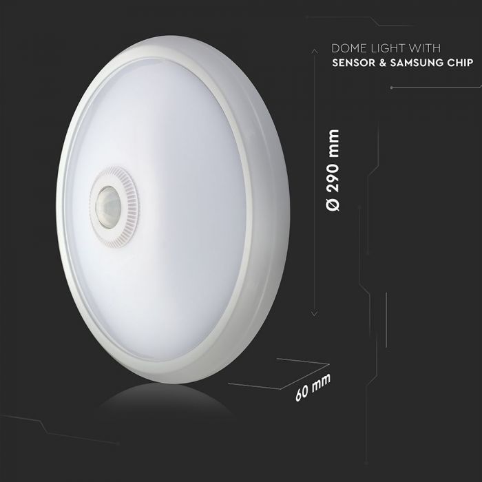 CIL PLAFONIERA SENZOR IP20 6400K 12W 900 lm ROTUNDA D:290x60mm ALBA