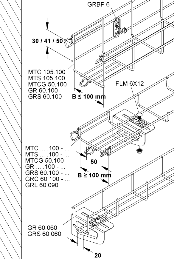 NIEDAX PLACA DE MONTARE A TAVII CU PLASA DE CABLU GRBP6F