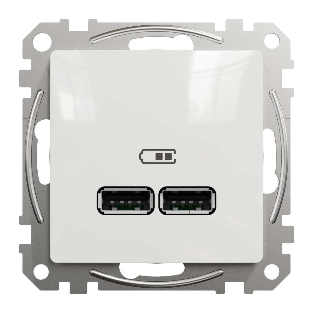 SEDNA DESIGN PRIZA USB A+A 2.1A ALB SDD111401