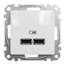 SEDNA DESIGN PRIZA USB A+A 2.1A ALB SDD111401