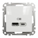 SEDNA DESIGN PRIZA USB A+C 2.4A ALB SDD111402