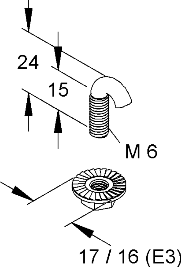 NIEDAX SURUB CU CARLIG M6 CU PIULITA CU FLANSA DINTATA FI-17MM GRSM6F