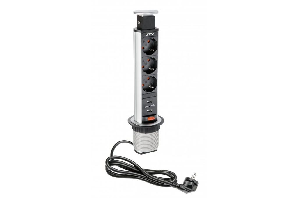 GTV PRIZA BLAT TURN 3 PRIZE, 2 USB 2,1A AE-BPW3S60U-80