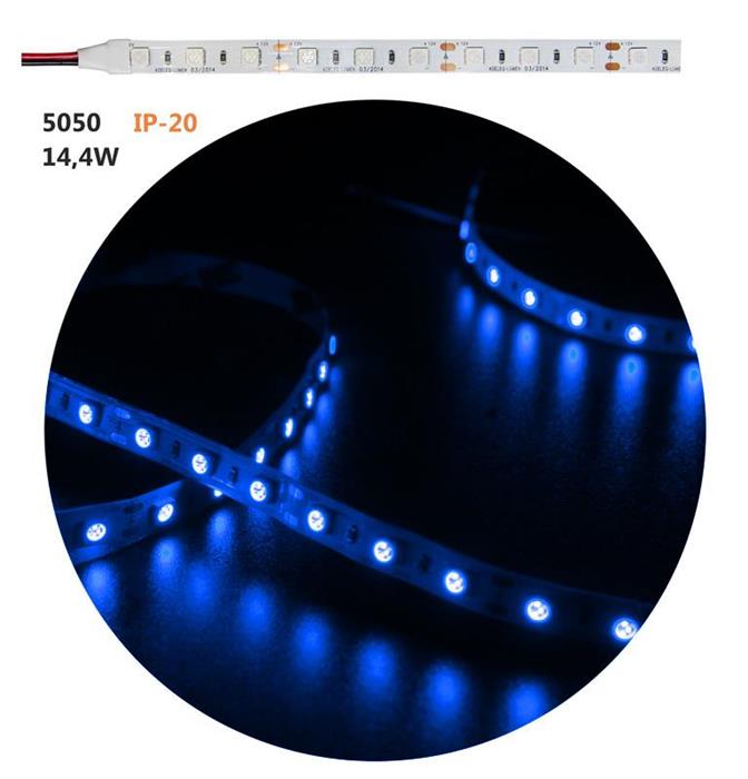 LED BANDA 12V IP54 ALBASTRU 14.4W 1440 lm/m (5ml/rola)