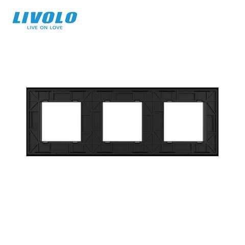 LIVOLO RAMA TRIPLA PRIZA SIMPLA STICLA NEAGRA BB-C7-SR/SR/SR-12
