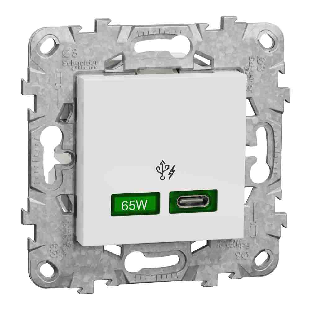 NEW UNICA 2M MEC. INCARCATOR USB C 65W ALB NU501418
