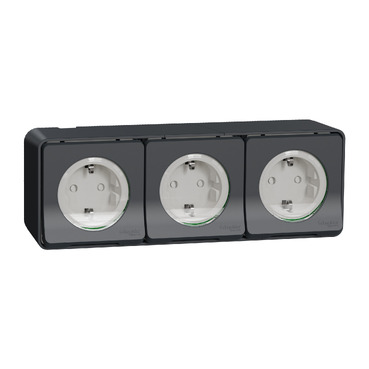 SCH MUREVA PRIZA TRIPLA 2P+E FARA SURUB PT GRI MUR36038