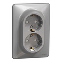 SEDNA DESIGN ALUMINIU PRIZA DUBLA 2P+E OBT SDD313221