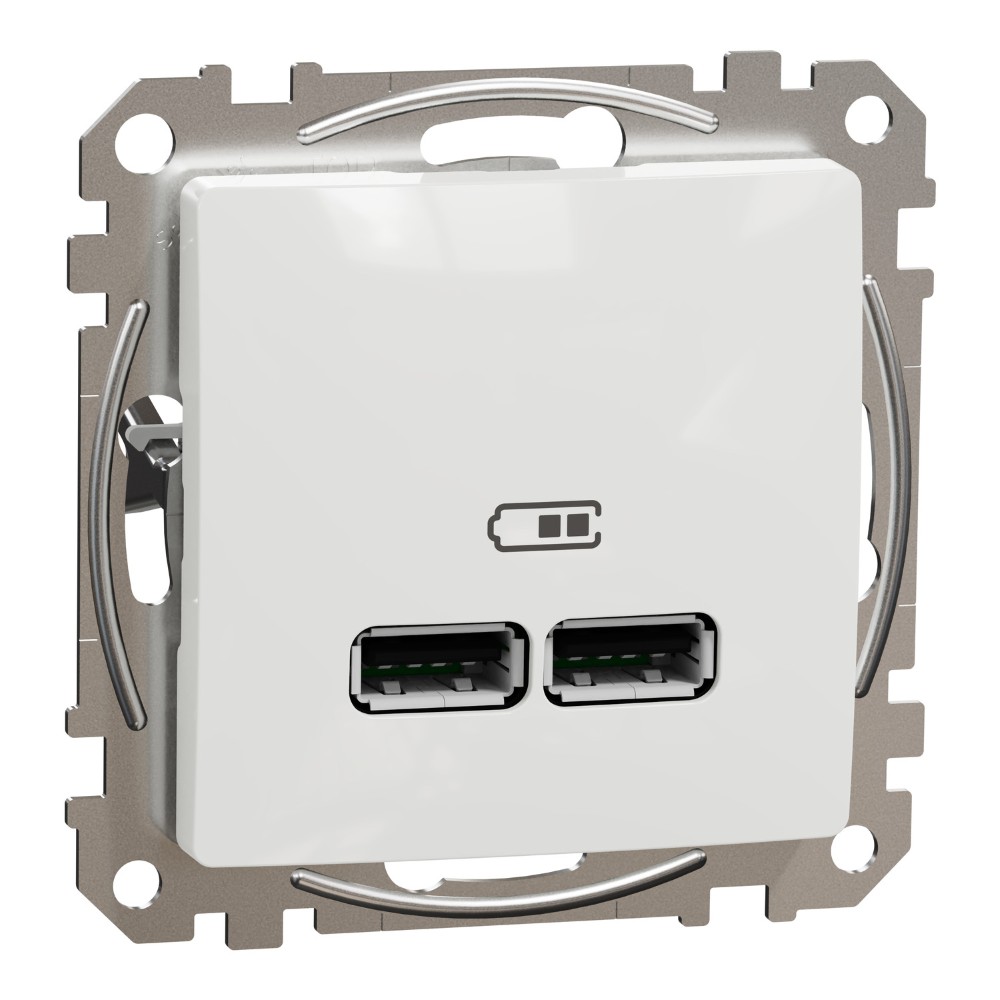 SEDNA DESIGN PRIZA USB A+A 2.1A ALB SDD111401