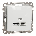 SEDNA DESIGN PRIZA USB A+C 2.4A ALB SDD111402