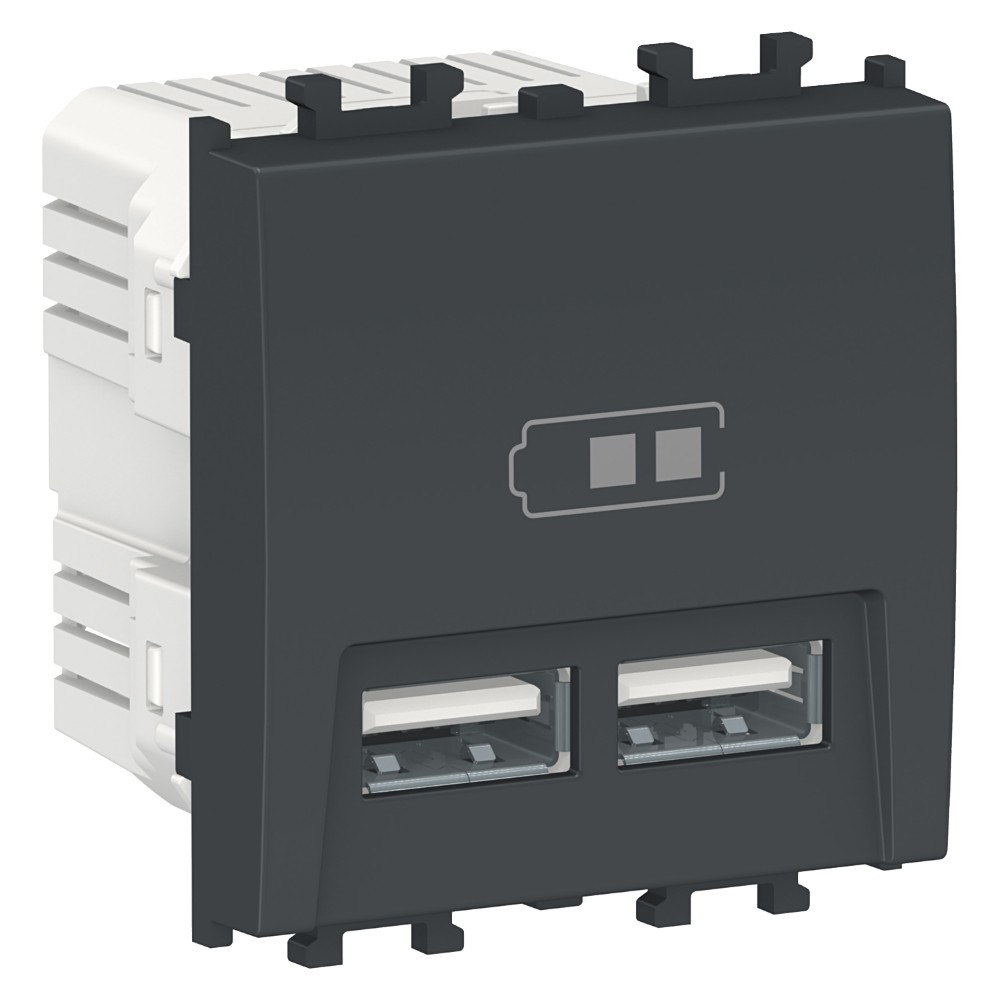 STYL NEGRU 2M PRIZA INCARCARE USB DUBLA, NEGRU LMR9910003