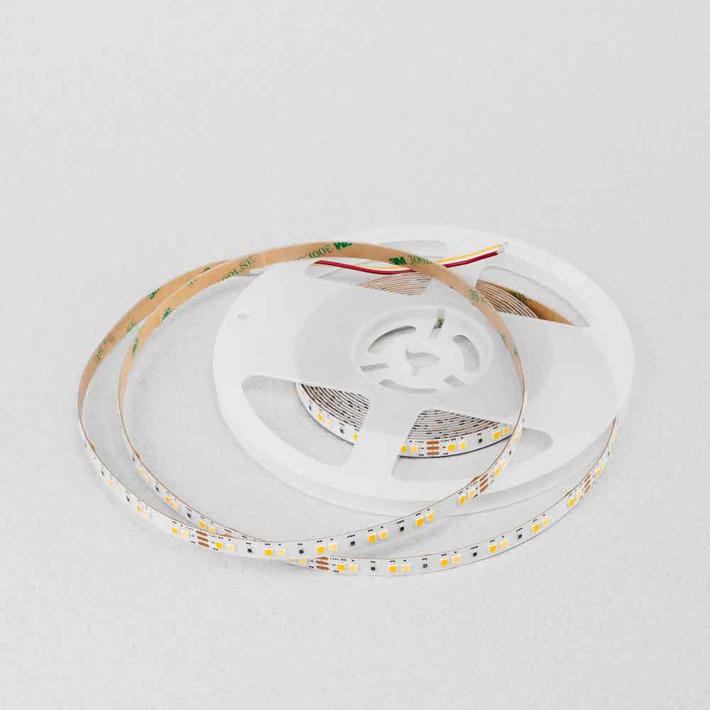 LED BANDA 24V SMD2835 10W+10W/M CCT 70+70LED/M IP65 8MM 5M